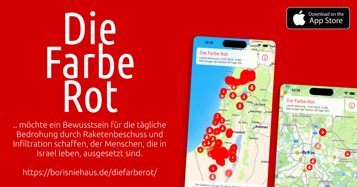 Die Farbe Rot App Screenshot - Echtzeit Raketen-Alarme Israel
